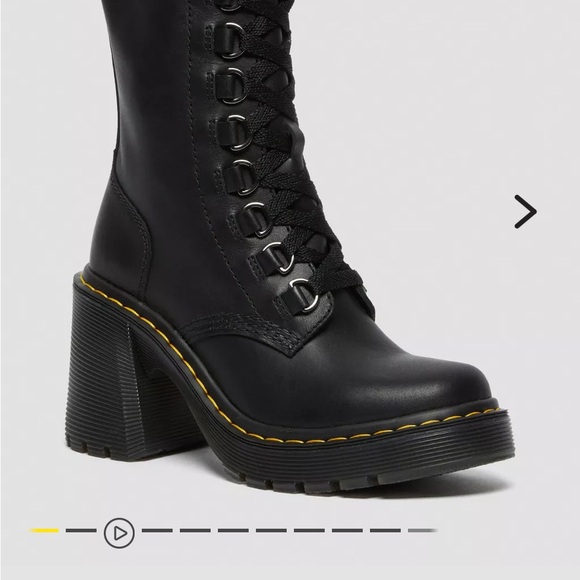 CHESNEY LEATHER FLARED HEEL LACE UP BOOTS - Picture 4 of 4